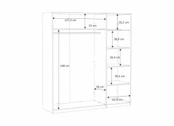 Kleerkast Helen  181cm - decor - wit