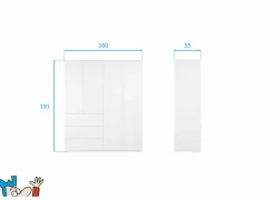 Kleerkast Image 160cm - melamine - wit