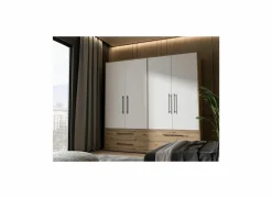 Kleerkast Mokkaris 206cm - decor - artisanale eik & wit