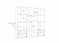 Kleerkast Mokkaro 206cm - decor - zwart & kastanje eik