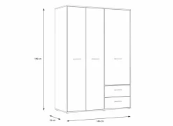 Kleerkast Mokkaro 145cm - decor - wit & sonoma eik