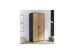 Kleerkast Mokkaro 95cm - decor - zwart & kastanje eik