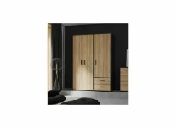 Kleerkast Mokkaro 145cm - decor - zwart & kastanje eik