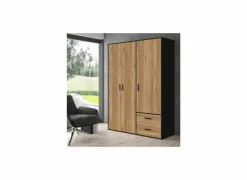 Kleerkast Mokkaro 145cm - decor - zwart & kastanje eik