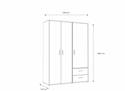 Kleerkast Mokkaro 145cm - decor - zwart & kastanje eik