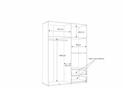Kleerkast Mokkaro 145cm - decor - zwart & kastanje eik