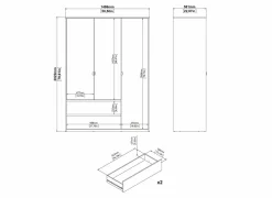 Kleerkast Next 149x58xH202cm - decor - wit & jackson hickory