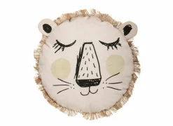 Kussen Leeuw 44x44cm - katoen - beige wit