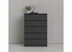 Ladekast Naia 77x50x112cm - melamine - mat zwart