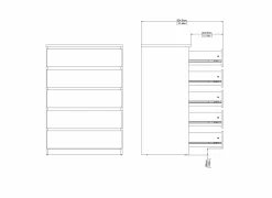 Ladekast Naia 77x50x112cm - melamine - mat zwart