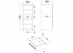 Ladekast Naia 41x50x111cm - melamine - wit hoogglans