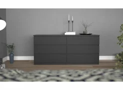 Ladekast Naia 154x50x71cm - melamine - mat zwart