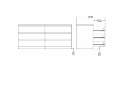 Ladekast Naia 154x50x71cm - melamine - mat zwart