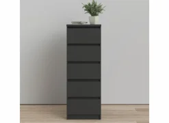 Ladekast Naia 41x50x111cm - melamine - mat zwart