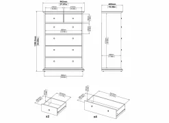 Ladekast Paris 96x49x140cm - decor - wit