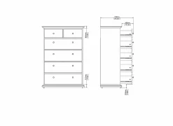 Ladekast Paris 96x49x140cm - decor - wit