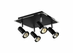 LED spot met 4 spots 5W GU10 chroom zwart