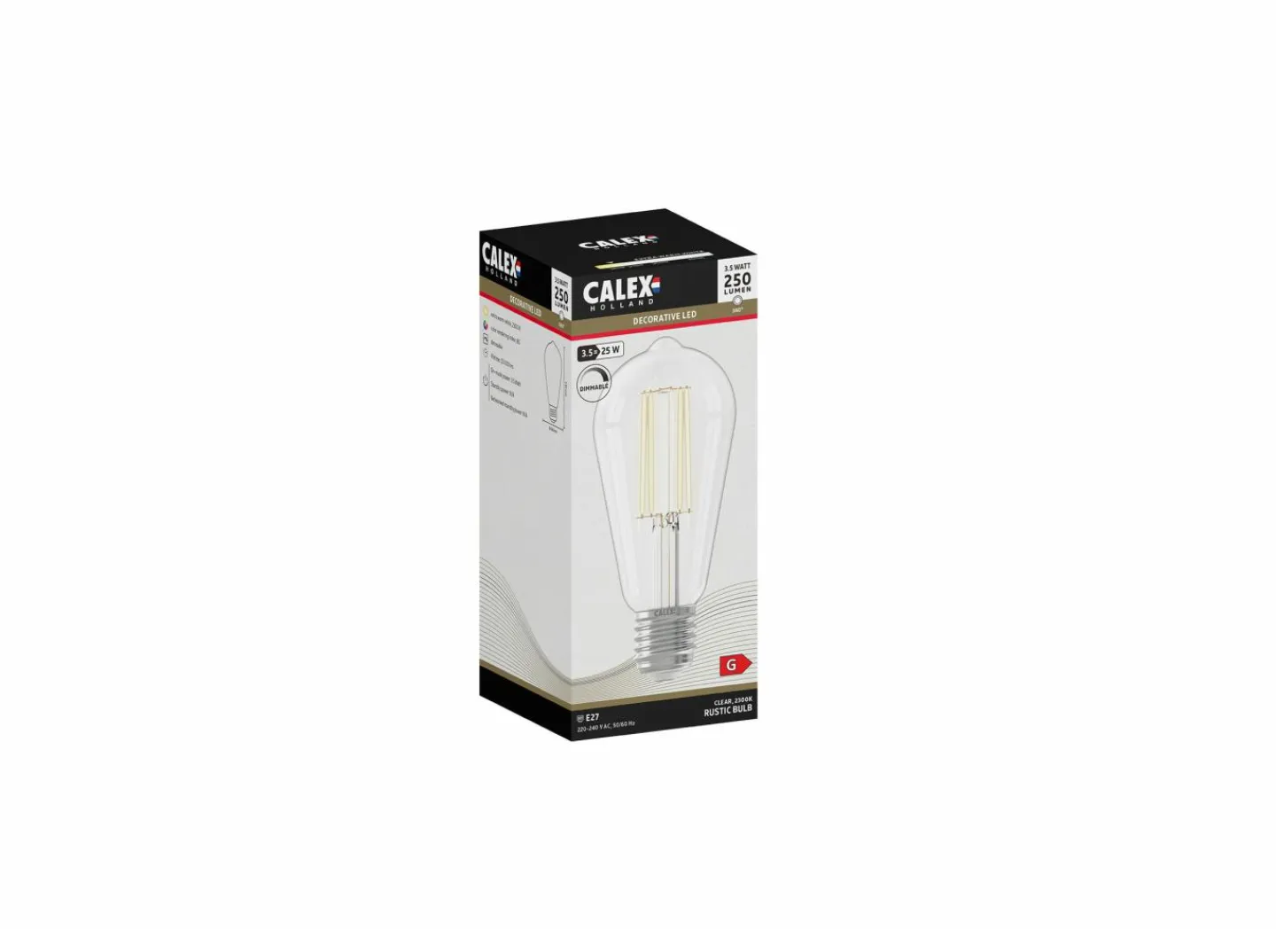 Ledlamp Calex Filament Rustiek 3,5W E27