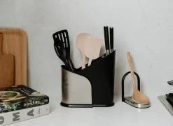 Umbra Lepelhouder Laydle  14x10cm - metaal & kunststof - nikkel/zwart