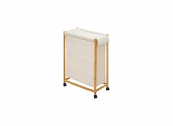 Linnenmand bamboe op wieltjes 55x28x80cm naturel