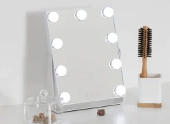 Make-up spiegel Holly 27x32cm - ABS & glas - wit