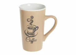 Mok Hot drink 50cl Ø9,1x15cm - porselein - zwart & beige