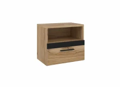 Nachtkastje Dalate 50,2x33,8x45,2cm - decor - kastanje eik & matzwart