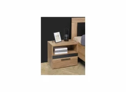 Nachtkastje Dalate 50,2x33,8x45,2cm - decor - kastanje eik & matzwart