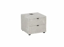 Nachtkastje Lara 44x44x39cm - polyester - lichtgrijs