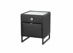 Nachtkastje Linea 44,5x44,5x43cm - lederlook - zwart