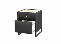 Nachtkastje Linea 44,5x44,5x43cm - lederlook - zwart