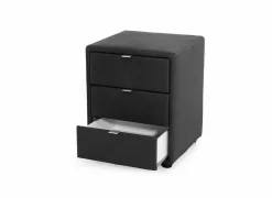 Nachtkastje Lore 42,5x45x53cm - lederlook - zwart