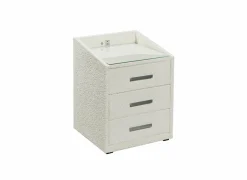 Nachtkastje Moon 48x47x62cm - stof - crème