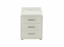 Nachtkastje Moon 48x47x62cm - stof - crème