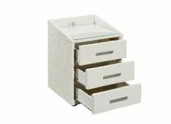 Nachtkastje Moon 48x47x62cm - stof - crème