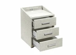 Nachtkastje Moon 48x47x62cm - stof - ivoor