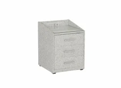 Nachtkastje Moon 48x47x62cm - stof & glas - grijs