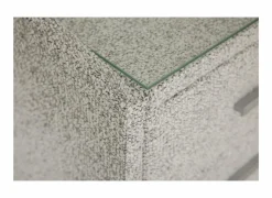 Nachtkastje Moon 48x47x62cm - stof & glas - grijs