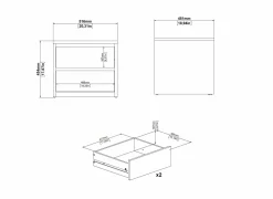 Nachtkastje Next 52x48H46cm - decor - wit & jackson hickory