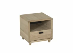 Nachtkastje Notte 40x40x40cm - eik massief & fineer & decor - naturel