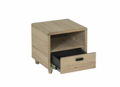 Nachtkastje Notte 40x40x40cm - eik massief & fineer & decor - naturel