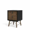 Nachtkastje Ry 44x41x60cm - decor - matzwart & okkernoot