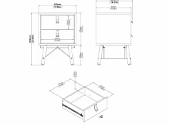Nachtkastje Ry 44x41x60cm - decor - matzwart & okkernoot