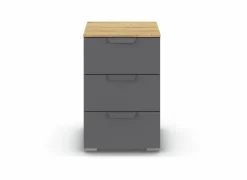 Nachtkastje 40x42x61cm - decor - artisanale eik & grijs metallic