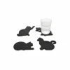 Bergers Onderzetters voor glazen CAT silicone - zwart - set van 4
