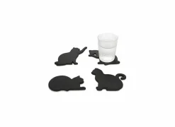 Bergers Onderzetters voor glazen CAT silicone - zwart - set van 4
