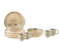 Cosy & Trendy Ontbijtservies Oona 12-delig - keramiek - zand & groen