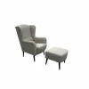 Oorfauteuil en poef Canto 76x80x107cm - stof - natuur