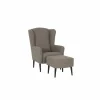 Oorfauteuil en poef Canto 76x80x107cm - stof - taupe