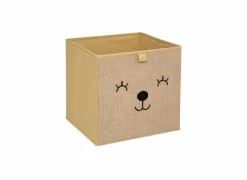 Opbergbox Beer 29x29x29cm - polyestervezel & papier - bruin